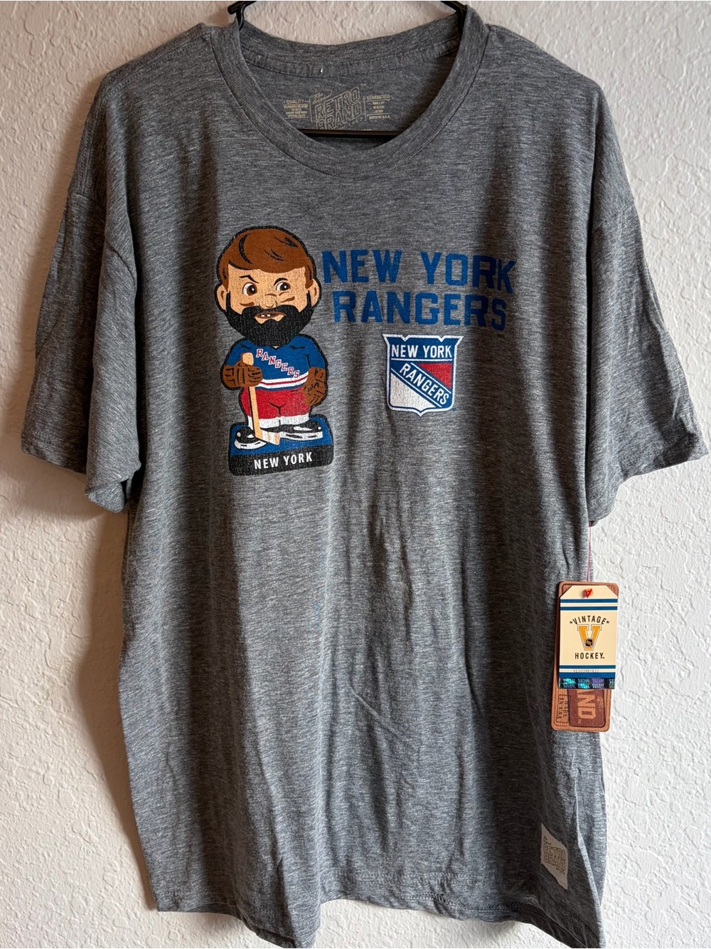 New York Rangers Original Retro Brand Gray T-Shirt - Mens 2XL NHL NWT